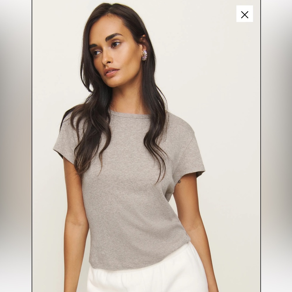 Reformation Short Sleeve Tee in Light Taupe